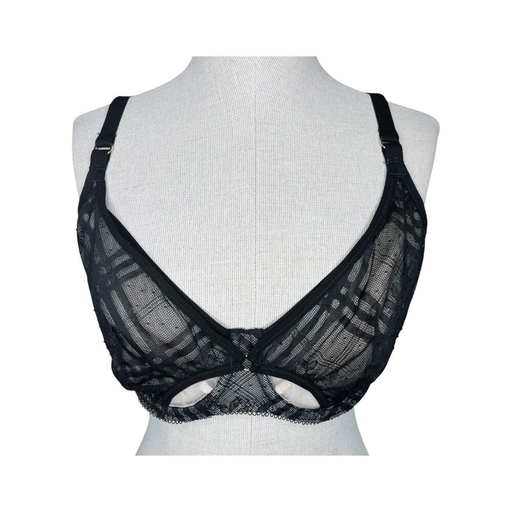 Freya Fatale Underwire High Apex Bra sz 34F (UK) / 34G (US) * Noir Black Mesh